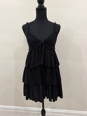 Zara Black Tiered Sundress with Knitted Bodice